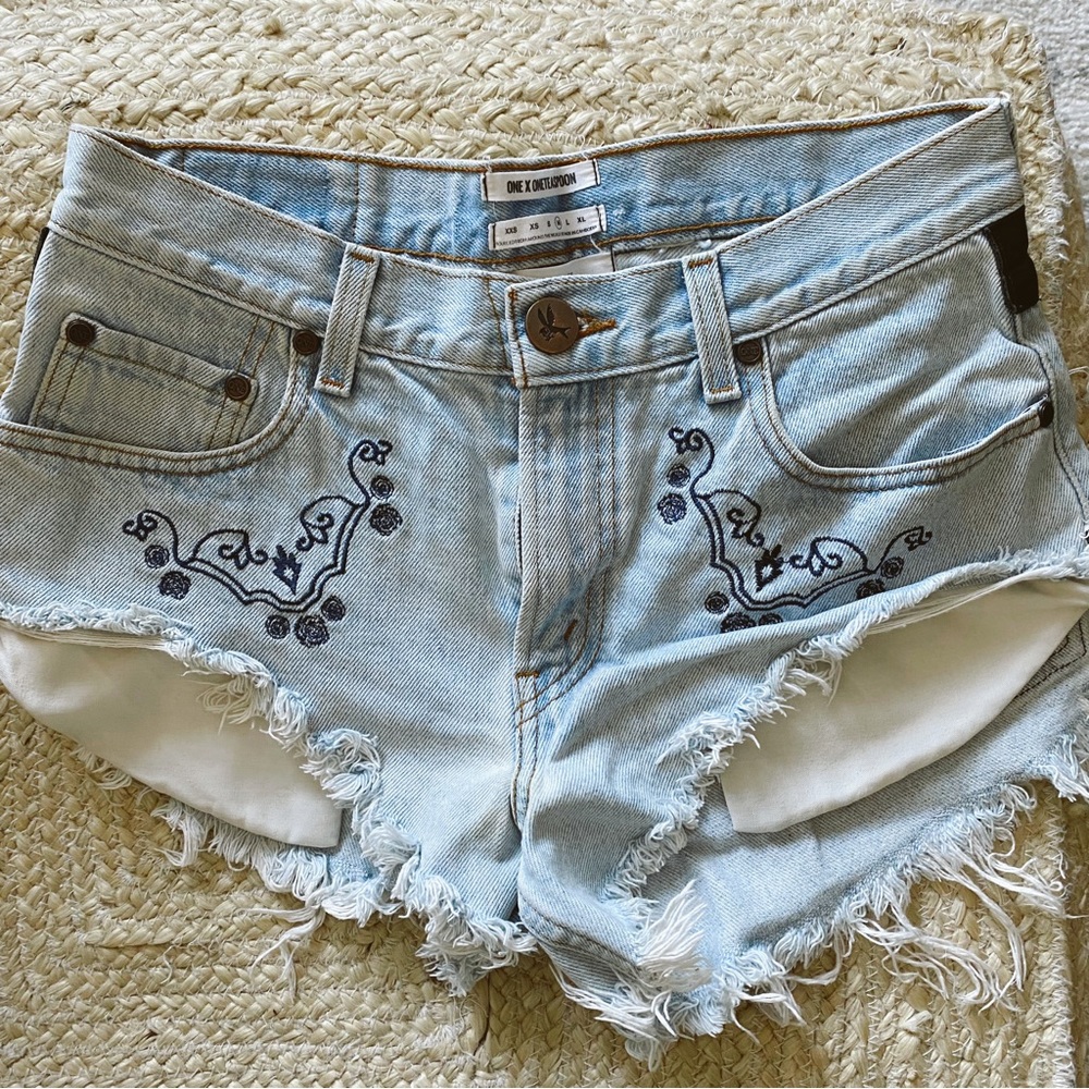 Embroidered Denim Short